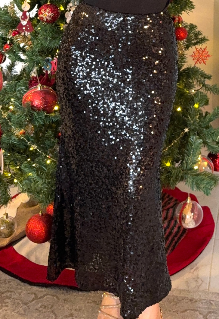 φούστα παγιέτα μαύρη