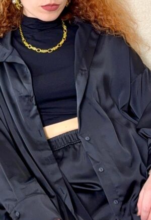 σετ σατέν υφή μαύρο