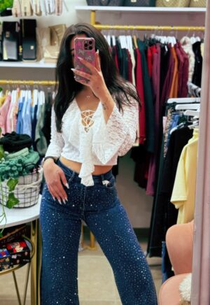 μπλούζα δαντέλα λευκή