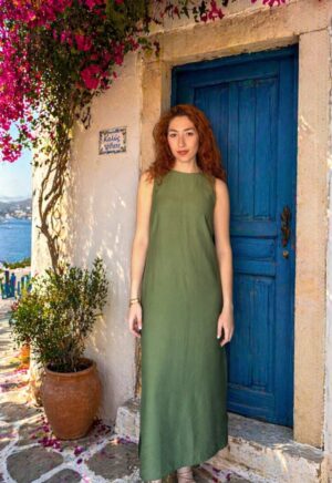 φόρεμα αμάνικο πράσινο